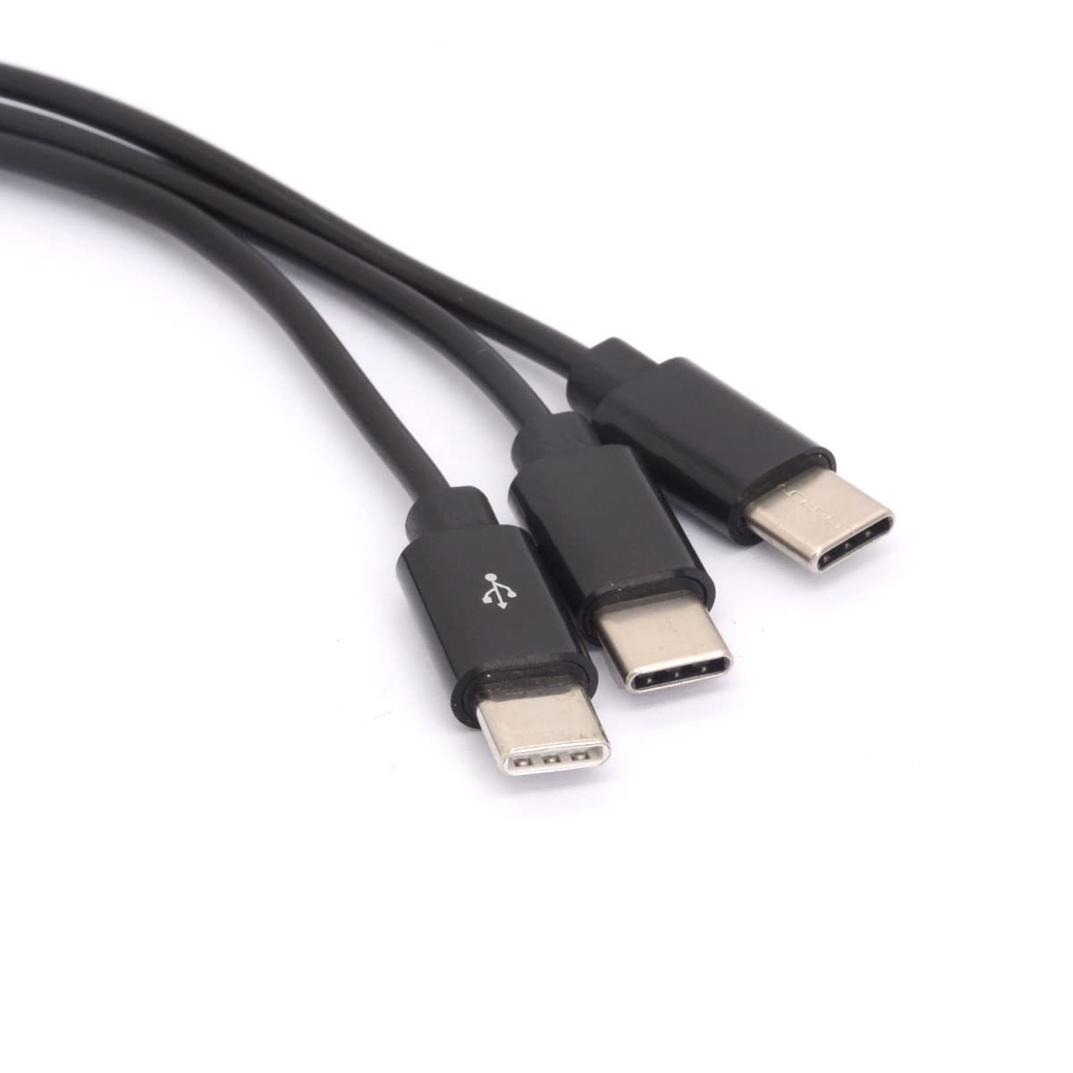 3-in-1 USB C Splitter Cable - USB 2.0 Male to Triple Type C Charging Adapter - Sync & Charge 3 Devices Simultaneously - Compatible with iPhone, Android, iPad, Tablets - 30cm/1ft - Perfect for Home, Office & Travel Charging Needs