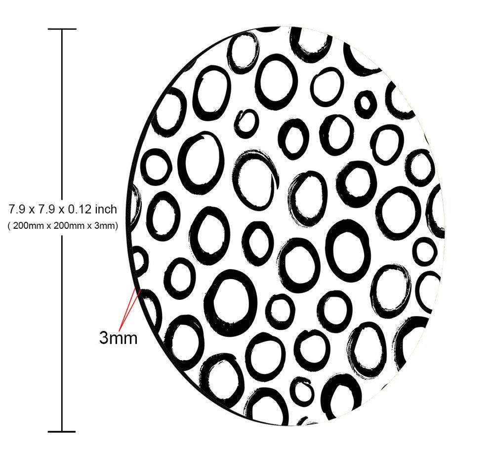 Black and White Polka Dot Mouse Pad - Non-Slip Round Desk Pad for Office & Gaming - Personalized Computer Accessory for Work, Home & School Use
