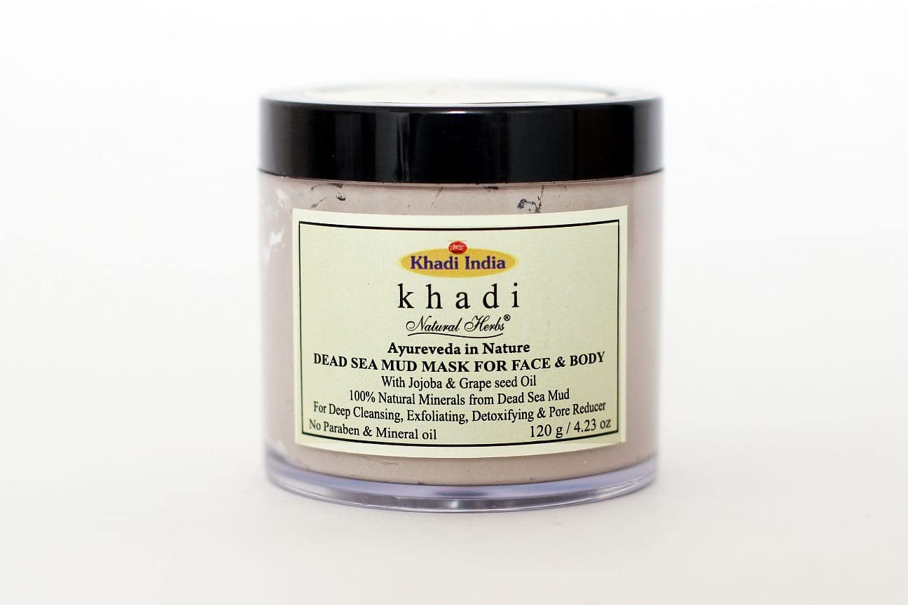 Khadi Natural Herbs Dead Sea Mud Mask for Face & Body - 100g | Organic Clay Facial Treatment for Acne, Blackheads & Oily Skin | Spa Quality Skincare at Home