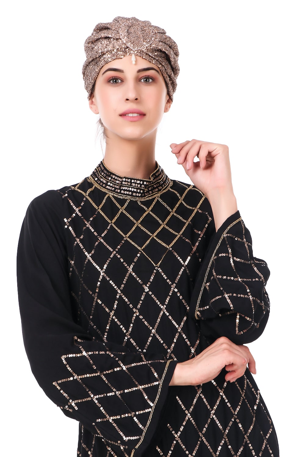 Elegant Eid Abaya Dress - Hand Embroidered with Beads & Sequins for Women - Perfect for Eid Celebrations, Weddings & Special Occasions