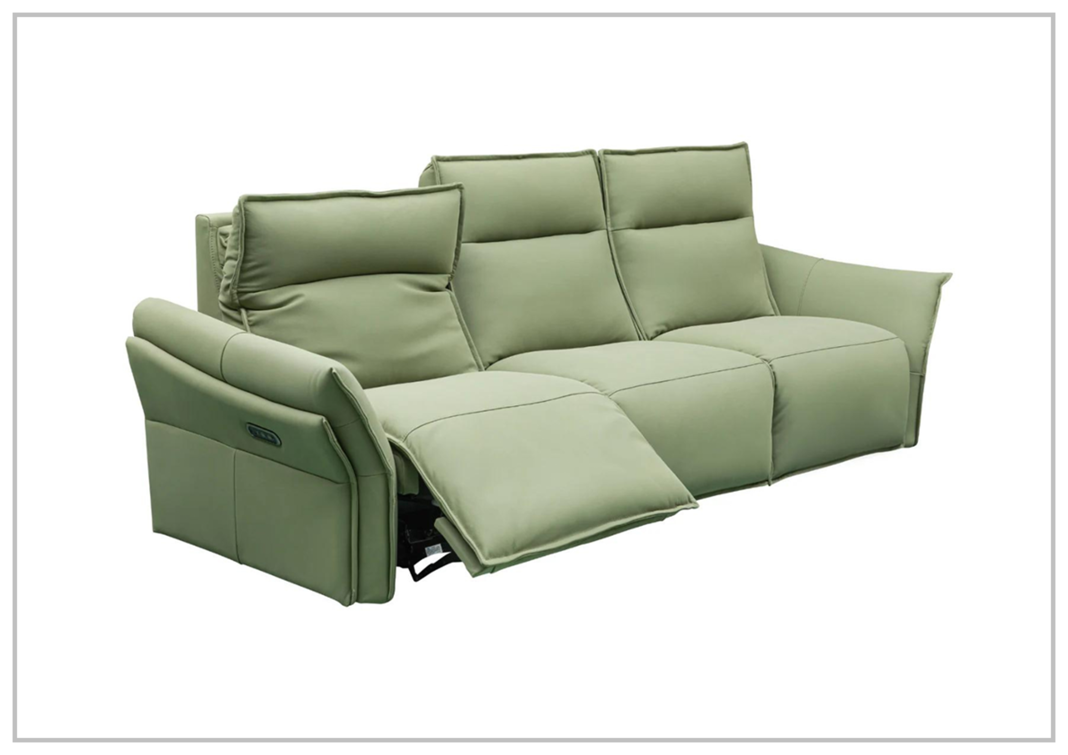 Klaussner Vittoria 3-Seater Genuine Leather Power Reclining Sofa in Emerald Green - Perfect for Living Room, Home Theater & Family Gatherings