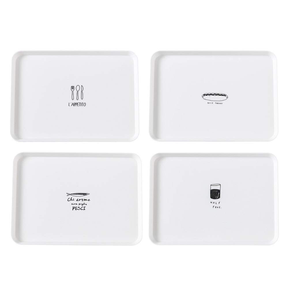 4-Piece Cabilock Plastic Dessert Plates Set - White PP Mini Cake Plates, Salad & Snack Serving Trays for Party, Candy, Cupcakes & Fruit - Perfect for Birthday, Wedding & Holiday Gatherings