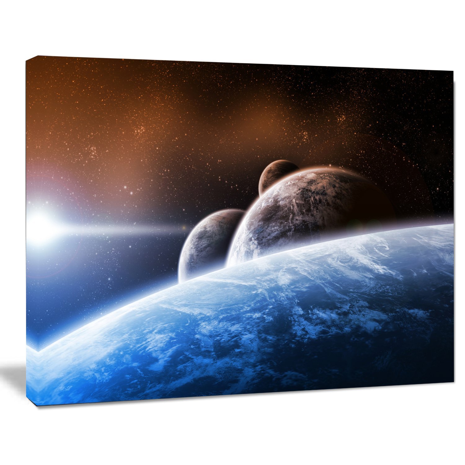Space Planet Landscape Abstract Canvas Art Print - Modern Wall Decor for Living Room, Bedroom & Office