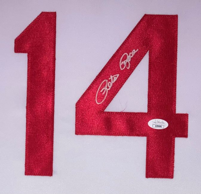 Pete Rose Cincinnati Reds Autographed White Baseball Jersey with JSA Hologram - Signed Memorabilia for Sports Fans & Collectors - Perfect for Man Cave, Sports Bar, or Gift for Baseball Enthusiasts