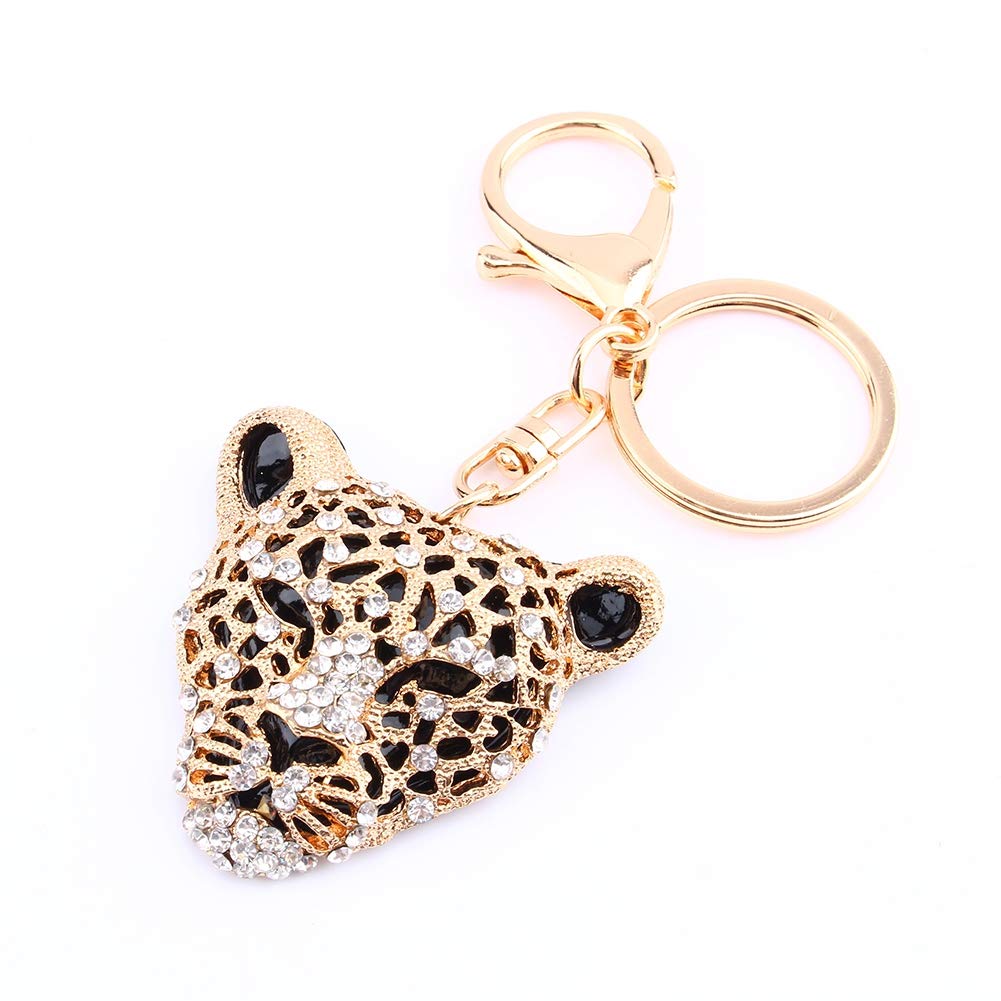 GOTOTOP Rhinestone Leopard Head Keychain - Stylish Animal Print Key Ring for Purse, Bag, Car Keys | Cute Gift Idea for Women & Girls | Perfect for Everyday Use, Party Accessories & Fashion Decoration