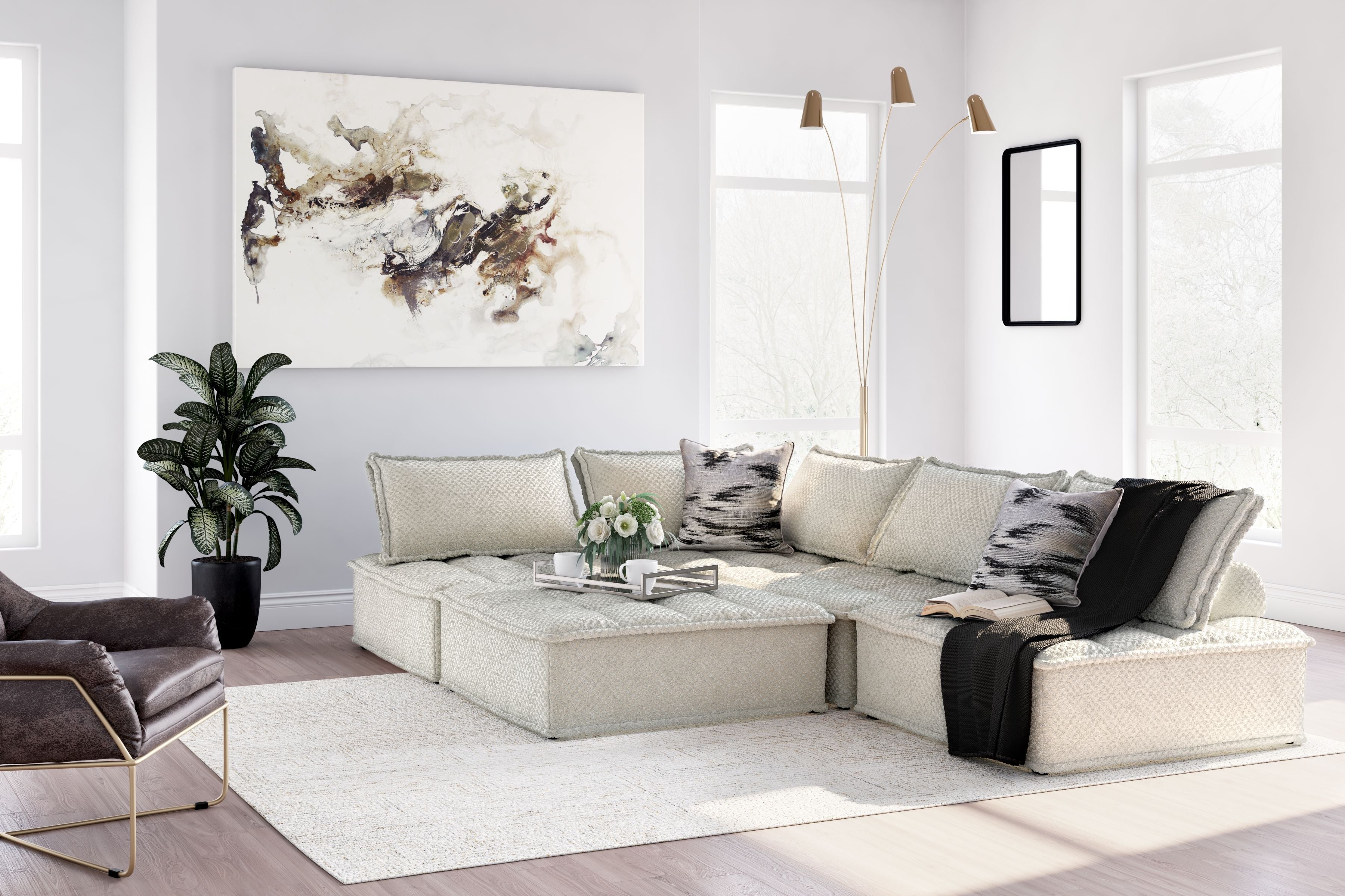 Modern L-Shaped Sectional Sofa with Reversible Chaise - Comfortable Fabric Couch for Living Room, Family Room, or Apartment - Perfect for Relaxing, Entertaining, and Movie Nights