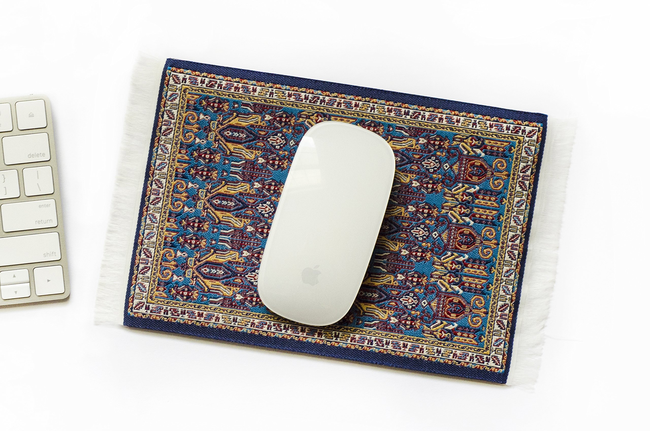 Premium Oriental Carpet Woven Fabric Mouse Pad - Ergonomic Hereke Design Computer Mousepad for Office & Gaming - Home & Workspace Essential