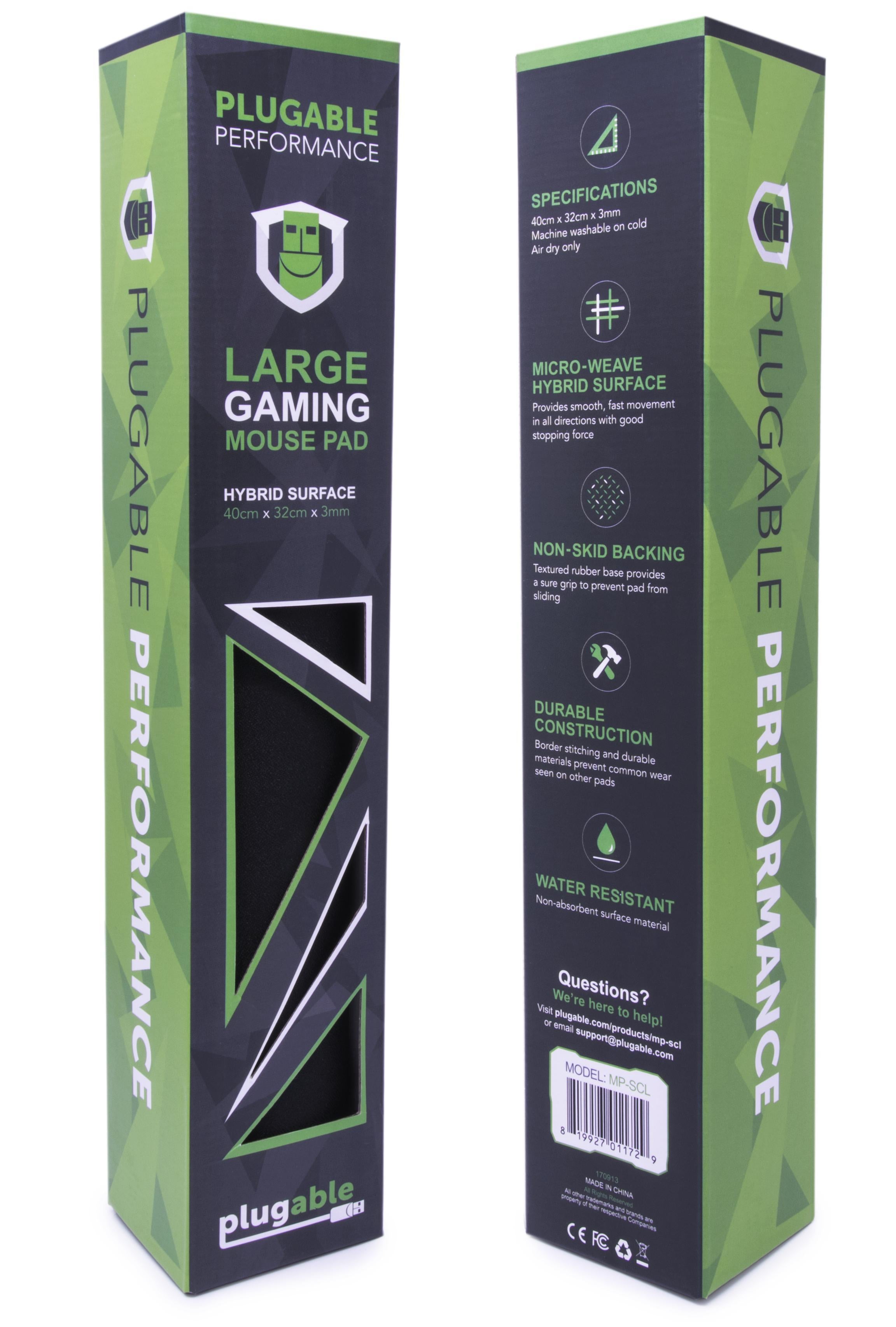 Plugable High-Performance Gaming Mouse Pad - Non-Slip Rubber Base, Smooth Surface for Precision Control - Perfect for PC, Mac, Laptop & Office Workstations