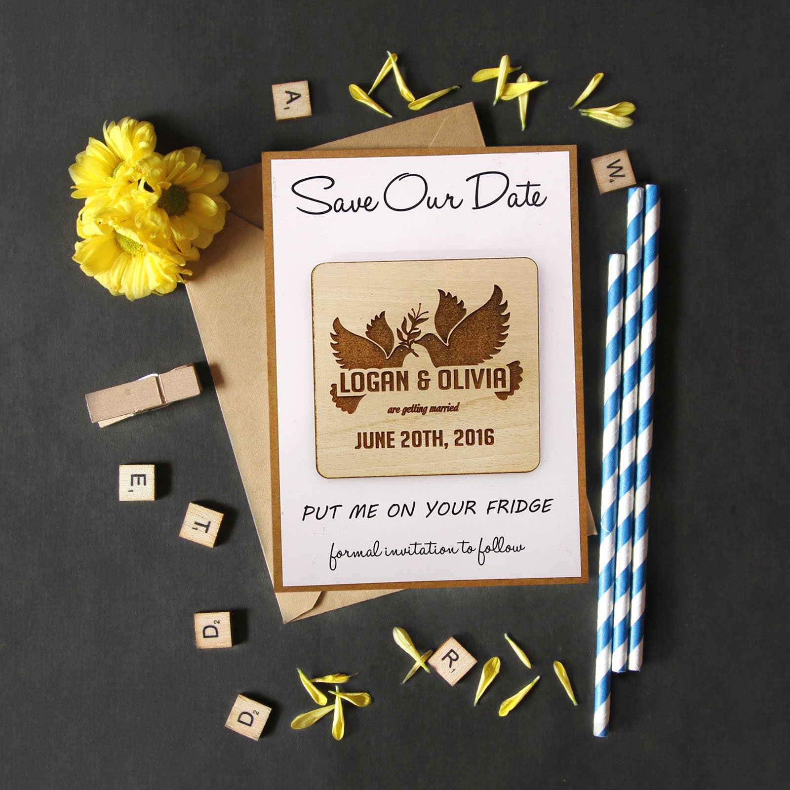Custom Engraved Rustic Wedding Save The Date Wooden Magnets - Personalized Wedding Invitation Magnet Set of 50 - Perfect for Rustic Weddings, Bridal Showers & Anniversary Gifts