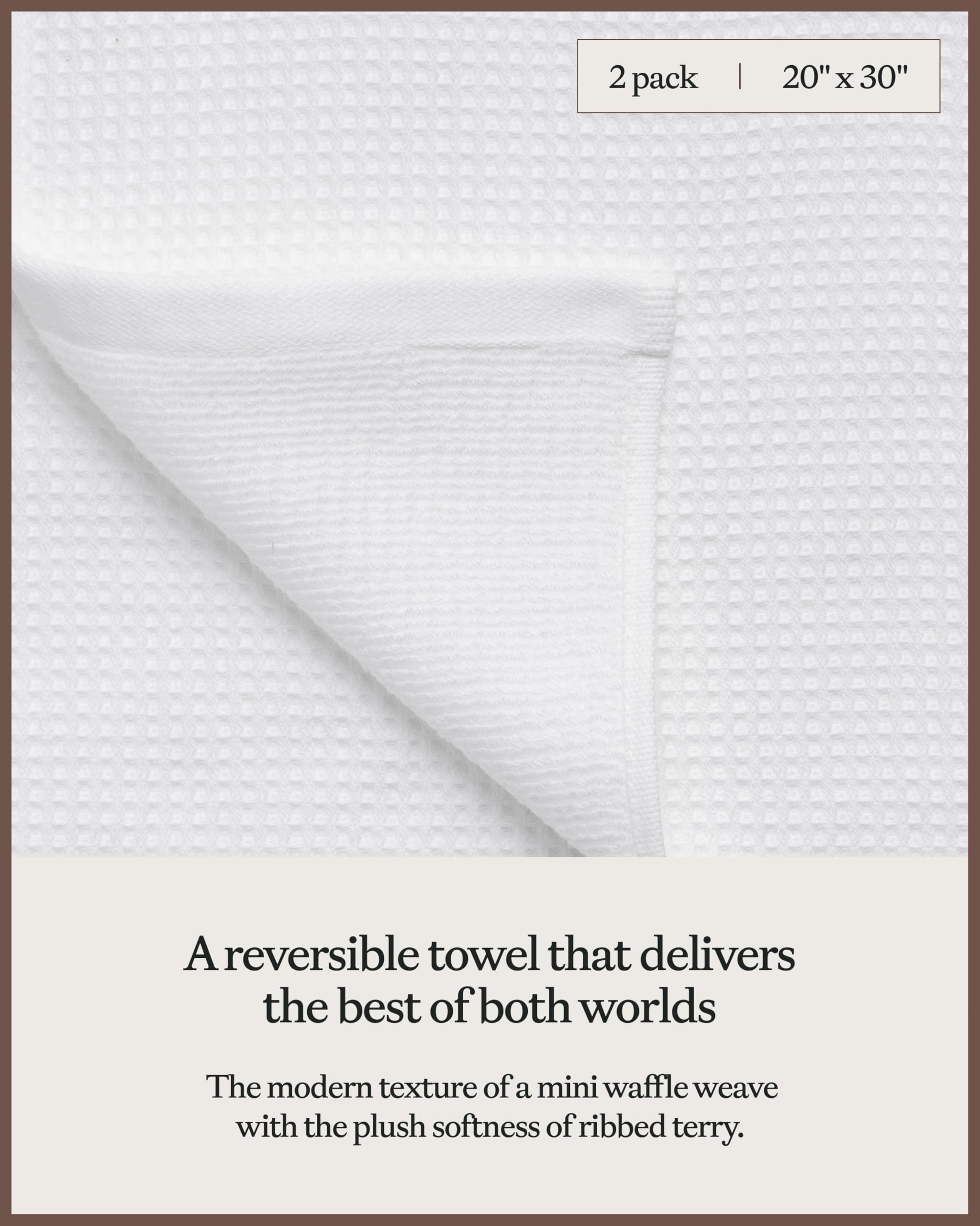 Premium Soft White Waffle Weave Hand Towels - 100% Organic Bamboo - Ultra Absorbent & Quick Dry - Perfect for Bathroom, Kitchen & Spa Use