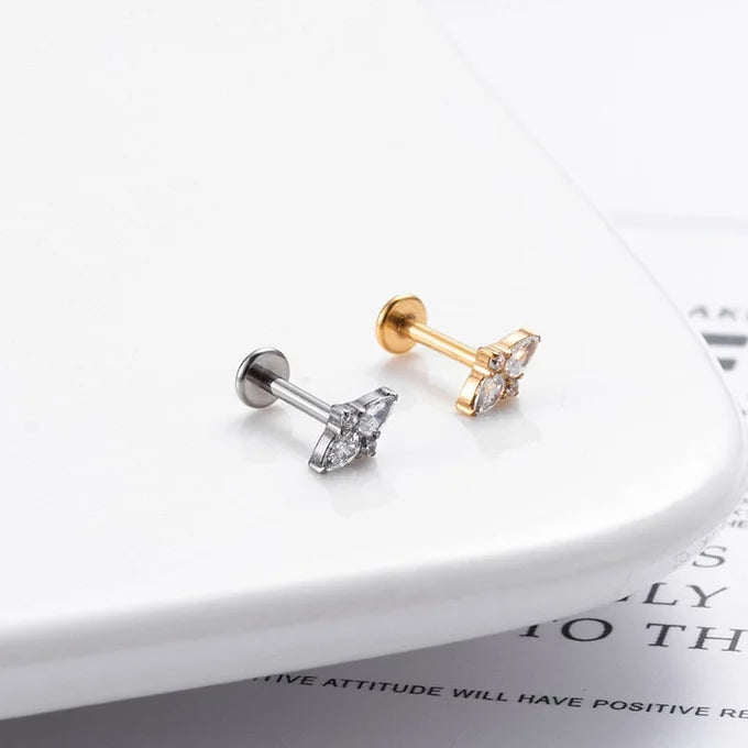 16G Cartilage Titanium Flower Crown Stud Earrings for Women - Hypoallergenic Body Jewelry for Sensitive Ears | Perfect for Everyday Wear, Parties & Special Occasions