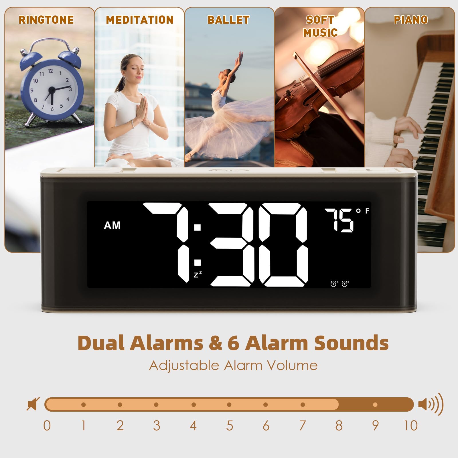 I·CODE Digital Alarm Clock Radio with AM/FM, Auto-On Timer, Dual Alarm, Snooze, Temperature Display & Loud Speaker - Large LED Display with Easy-Set Buttons for Bedroom, Office or Travel Use