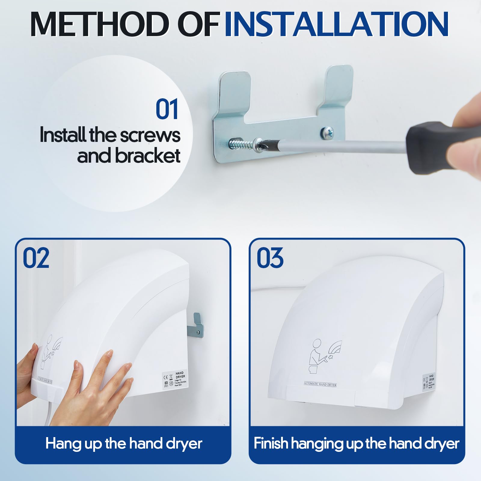 2 Pcs Commercial Electric Hand Dryer, 1200W 110V Automatic Air Dryer for Restroom, Office, Mall - Compact Wall-Mounted Hand Dryer for Home & Business Use, Fast & Hygienic Drying Solution