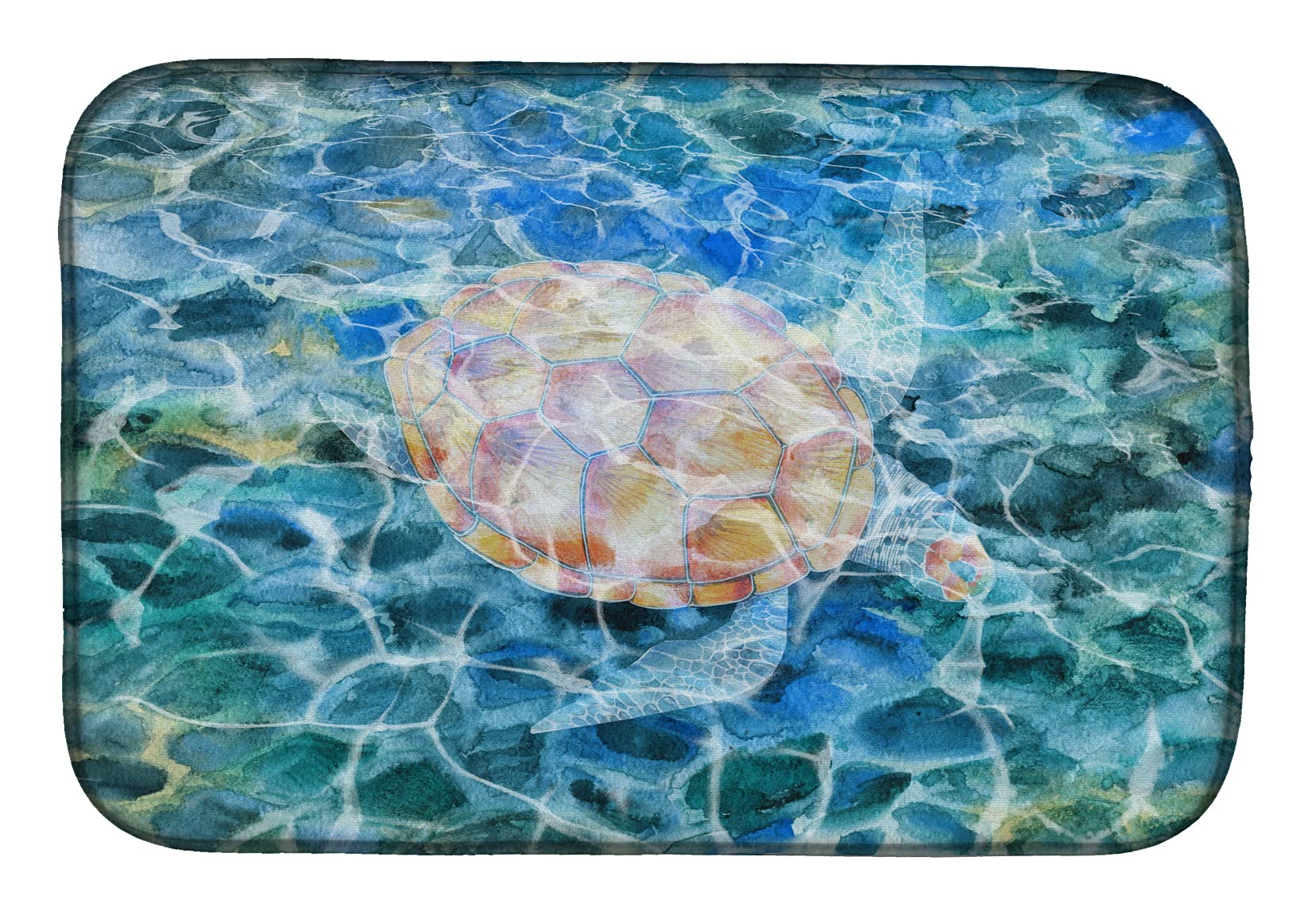 Sea Turtle Dish Drying Mat - Absorbent Kitchen Counter Mat (14x21