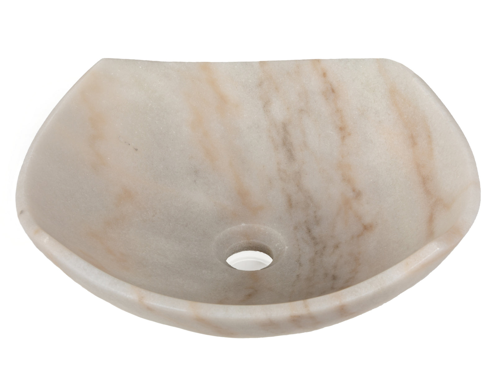 Elegant Arched Edges Bowl Sink - Honed White Marble Bathroom Vanity Sink for Modern Farmhouse & Luxury Home Decor