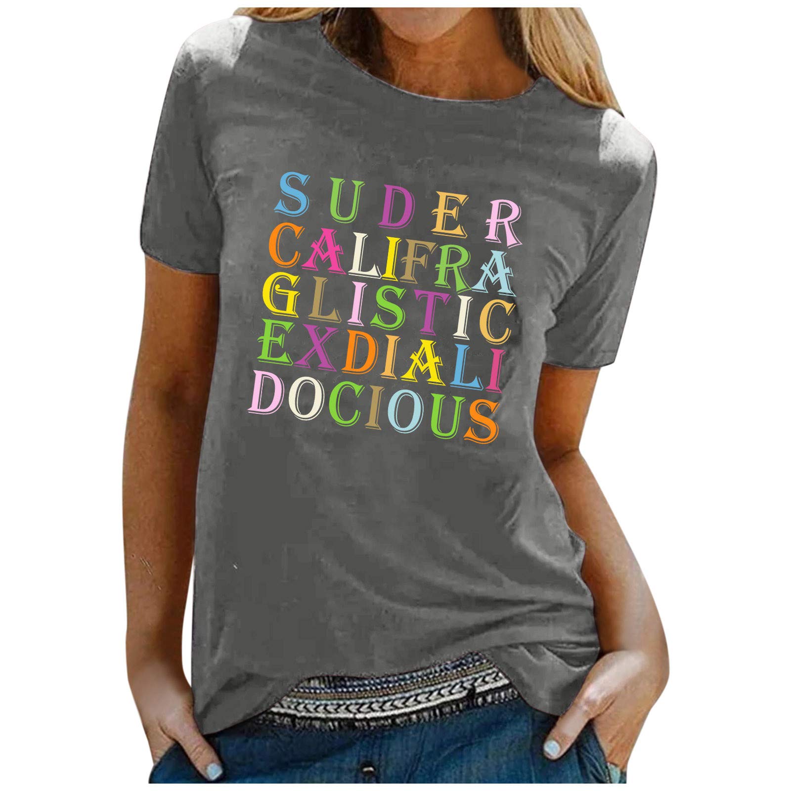 Women's Graphic Print Loose Fit Short Sleeve T-Shirts - Casual Summer Round Neck Blouse Tops for Everyday Wear, Outings & Street Style Fashion