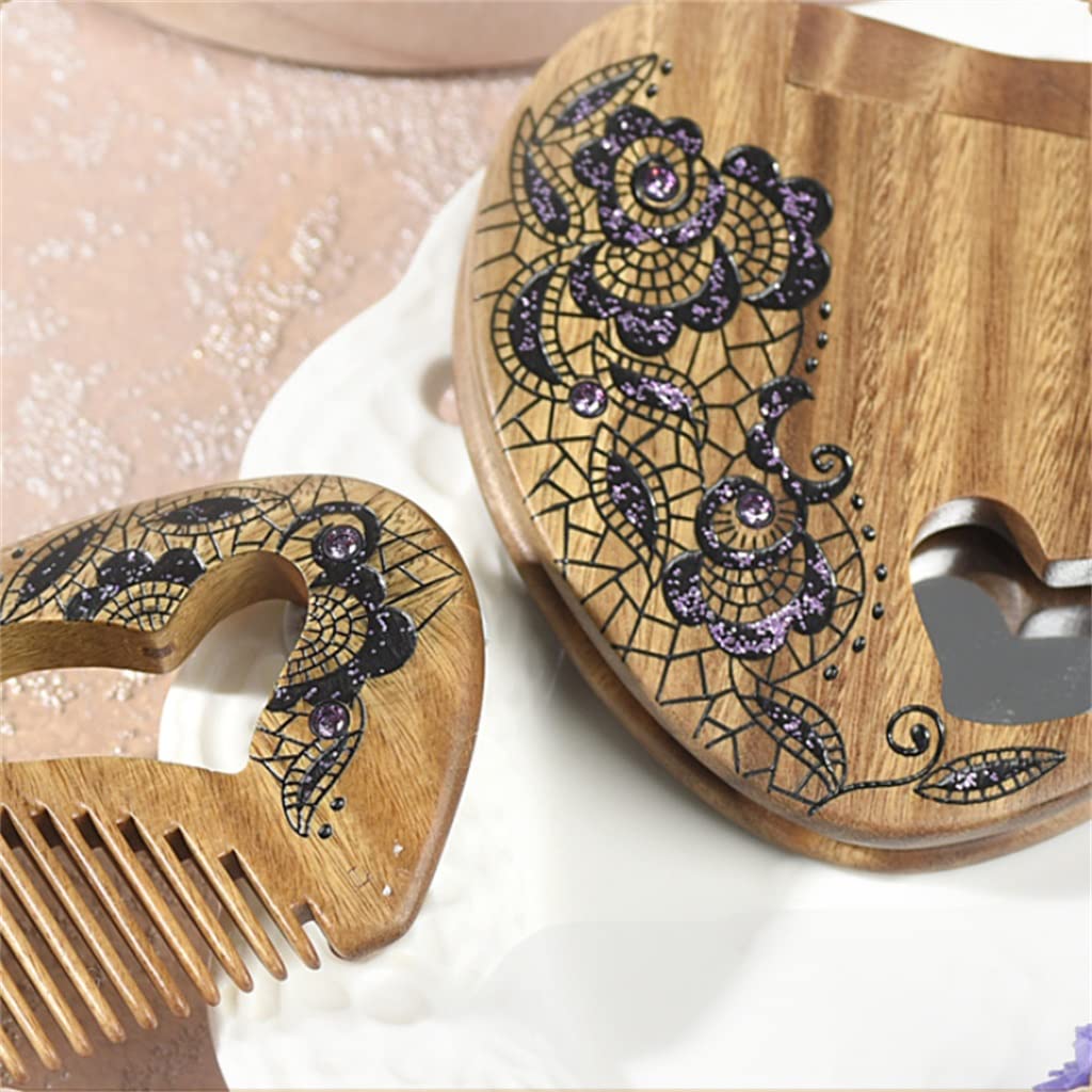 Portable Comb and Mirror Set - Perfect Gift for Long & Short Hair Care - Home & Travel Essential - Personal Hair Styling Accessories for Men & Women