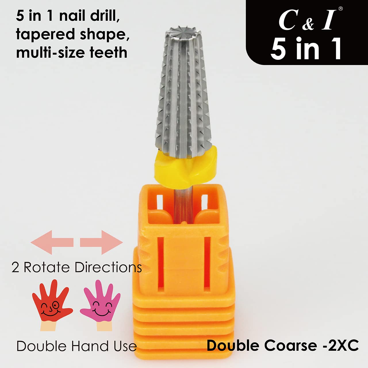Professional 5-in-1 Multi-Function Tapered Nail Drill Bit for Manicure Machines - Perfect for Salon, Home & DIY Nail Art (XXC)