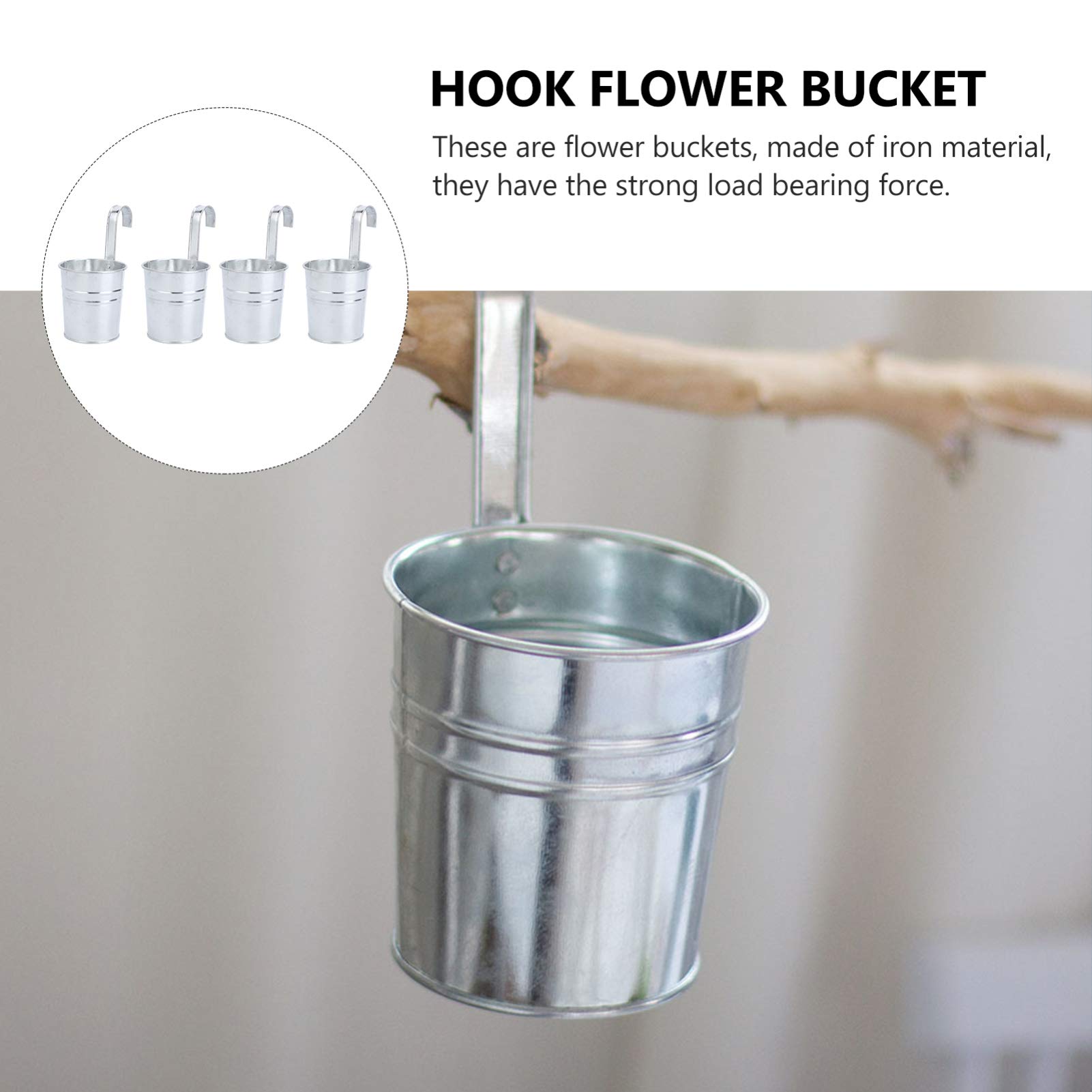 Hemoton 4-Piece Heavy Duty Iron Bucket Hooks for Gardening - Durable Metal Hangers for Planters, Flower Pots & Outdoor Decor (Ideal for Hanging Baskets, Garden Tools & Farmhouse Style Decor)