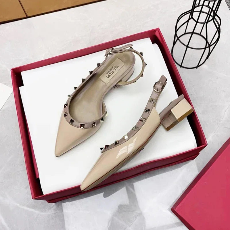 Luxury Gladiator Sandals for Women - Designer Rivet Slingback Sandals with 3cm Chunky Heel | Summer Fashion Footwear for Beach, Party & Casual Outings