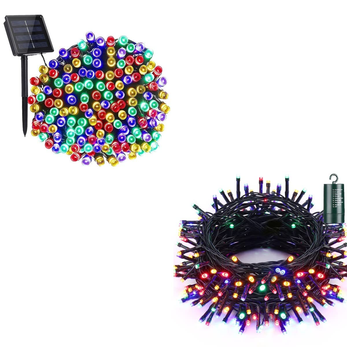 Toodour 72ft 200 LED Solar Christmas Lights with 8 Modes - Waterproof Outdoor Battery Operated String Lights for Holiday Decorations, Garden, Patio, and Party