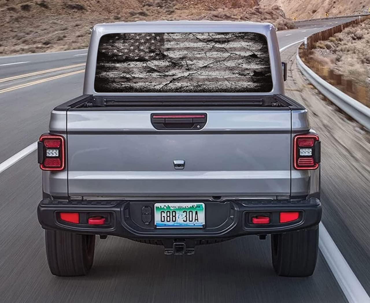 Car Rear Window Decals - Broken Black & White Flag Sticker for Trucks & SUVs | Bumper Stickers & Back Window Graphics | Patriotic 4th of July Car Decorations | Perfect for Independence Day, Car Shows & Tailgating Events