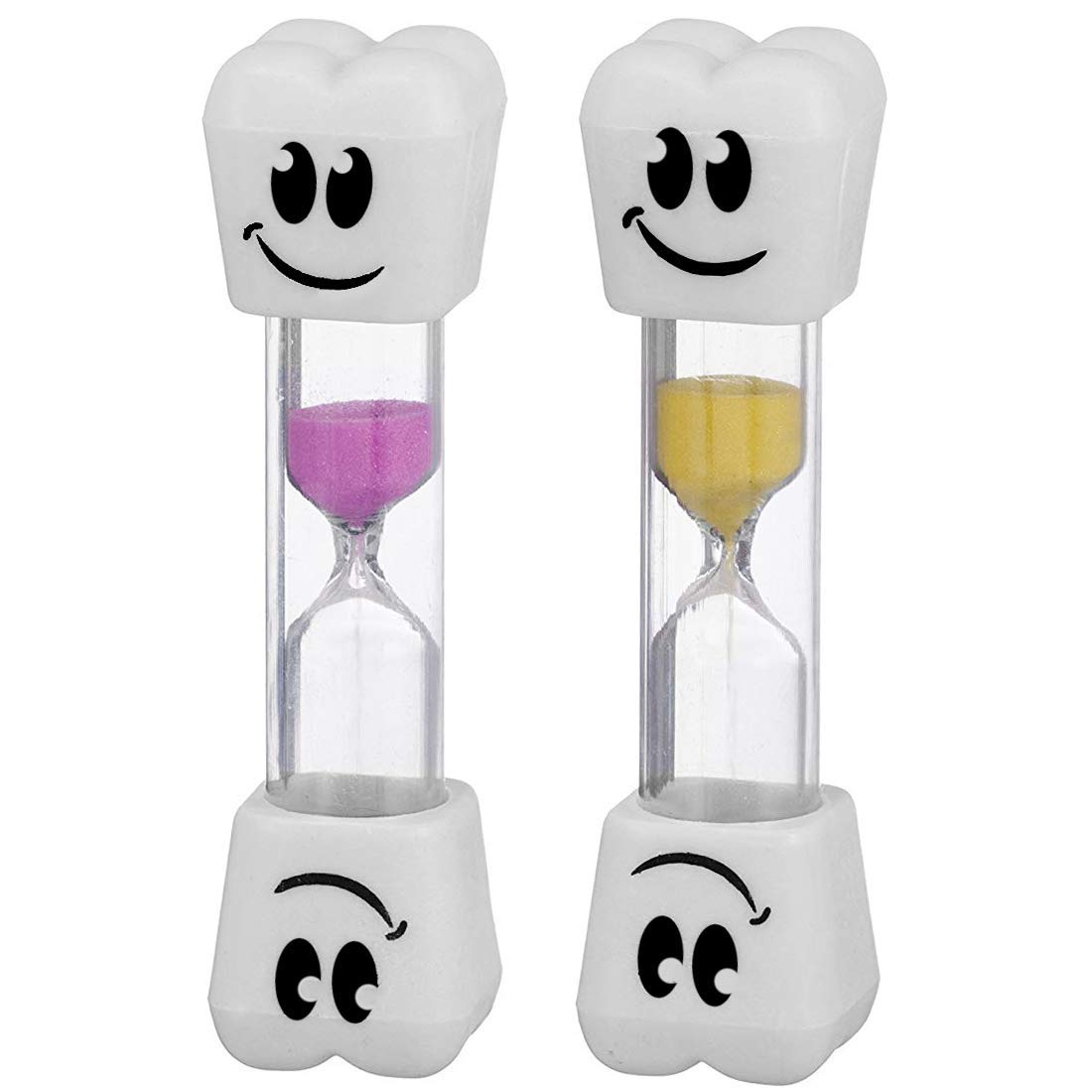 Smile Tooth 2 Minute Sand Timer for Kids - Colorful 2-Pack Dental Hygiene Timer - Perfect for Teeth Brushing, Classroom Activities & Board Games