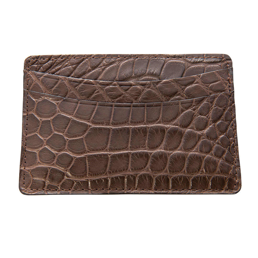 George Campsen Genuine Alligator Leather Card Holder - Slim RFID Blocking Wallet for Men & Women - Perfect for Business, Travel, and Everyday Use