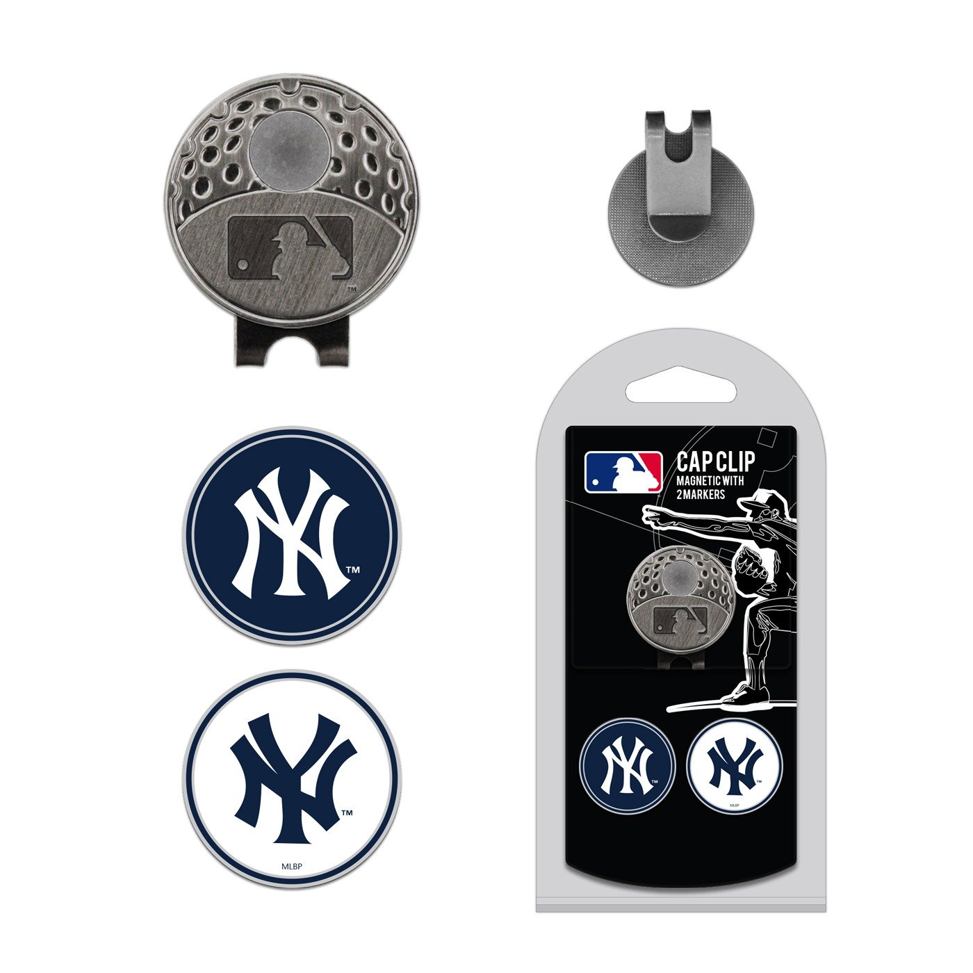 Team Golf MLB Golf Cap Clip with 2 Removable Double-Sided Enamel Magnetic Ball Markers - Easy Hat Attachment for Golfers | Perfect for Golf Courses, Driving Ranges & Sports Fans