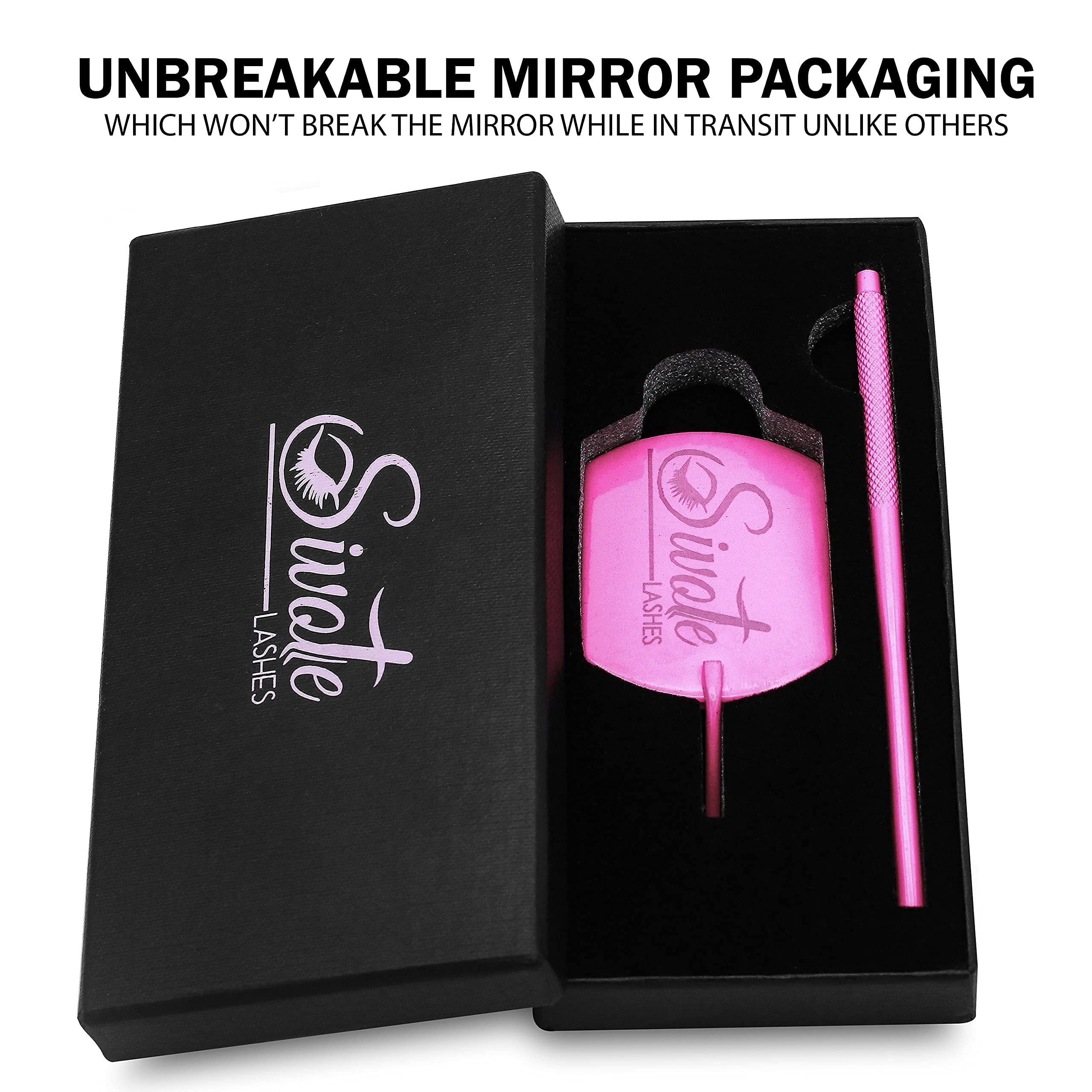 Professional Eyelash Extension Tweezers with Upgraded Design & Magnifying Mirror - Perfect for DIY Lash Lifts, Extensions and Salon Use