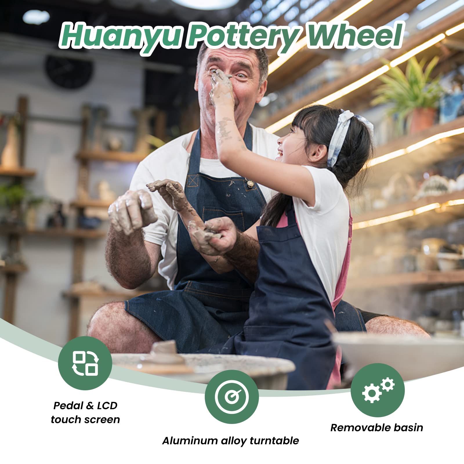 Electric Pottery Wheel Ceramic Machine 30cm with Foot Pedal & LCD Screen - Detachable Basin Art Clay DIY Sculpting Tool Kit for Ceramics, Pottery Making & Home Decor Crafts