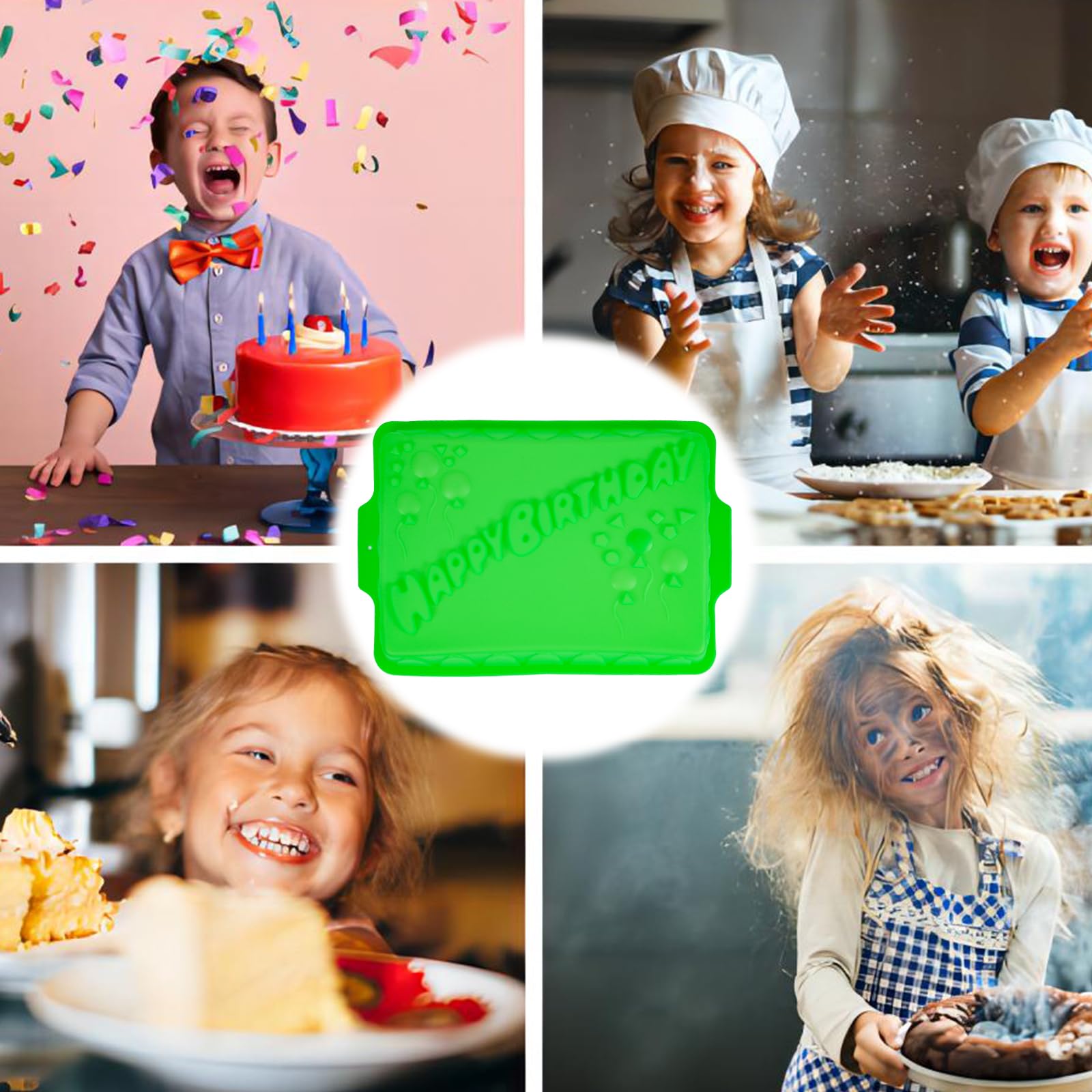 Happy Birthday Rectangular Silicone Cake Pan - Non-Stick, Reusable & Durable Baking Mold for Oven, Freezer, Microwave & Dishwasher - Perfect for Birthday Cakes, Desserts & Party Treats - Easy to Use & Clean
