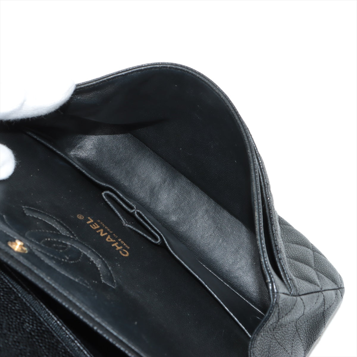 Chanel Classic Flap Bag Medium/Large Black Caviar Leather 13 Series - Luxury Designer Handbag for Women, Perfect for Work, Evening Events & Special Occasions