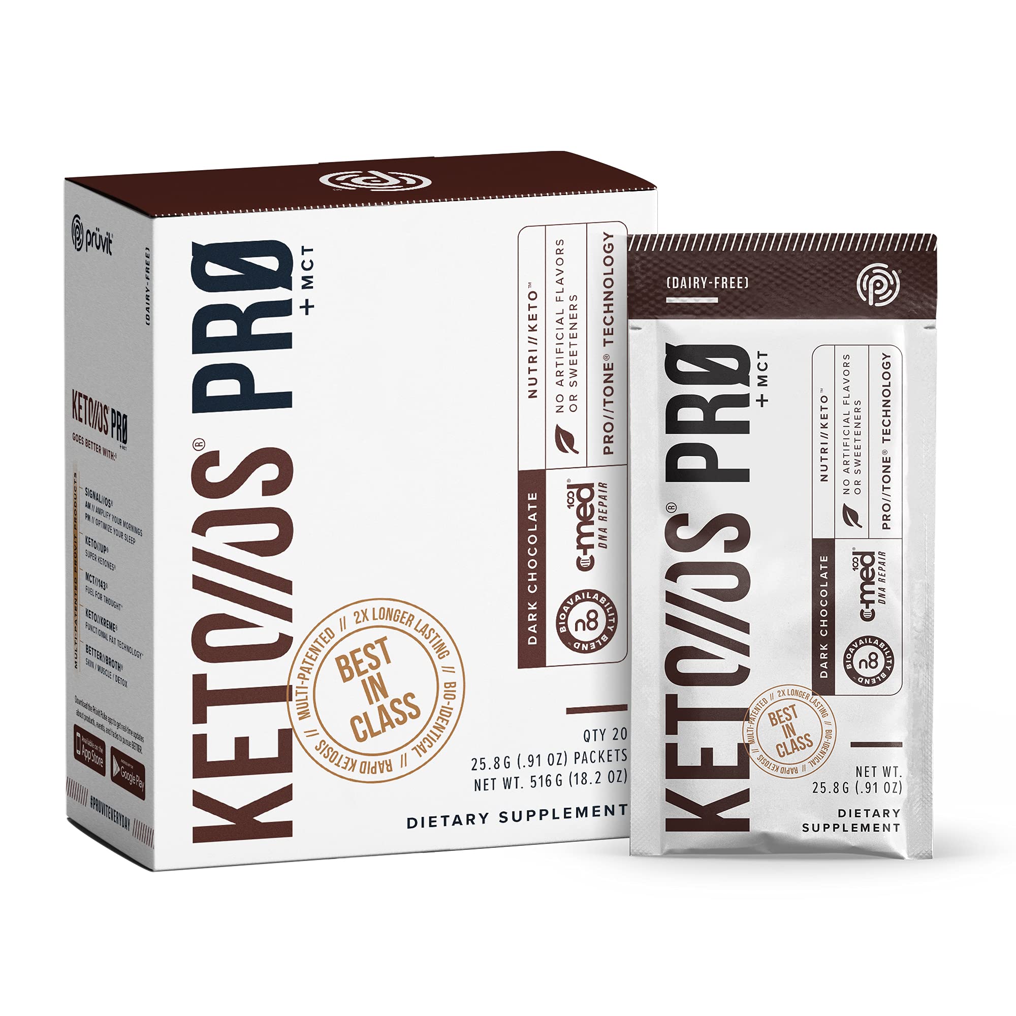 Pruvit Keto//OS Pro Dark Chocolate + MCT Ketones Supplement - 20 Pack for Energy Boost, Digestion & Anti-Aging | Perfect for Keto Diet, Weight Management & Active Lifestyle