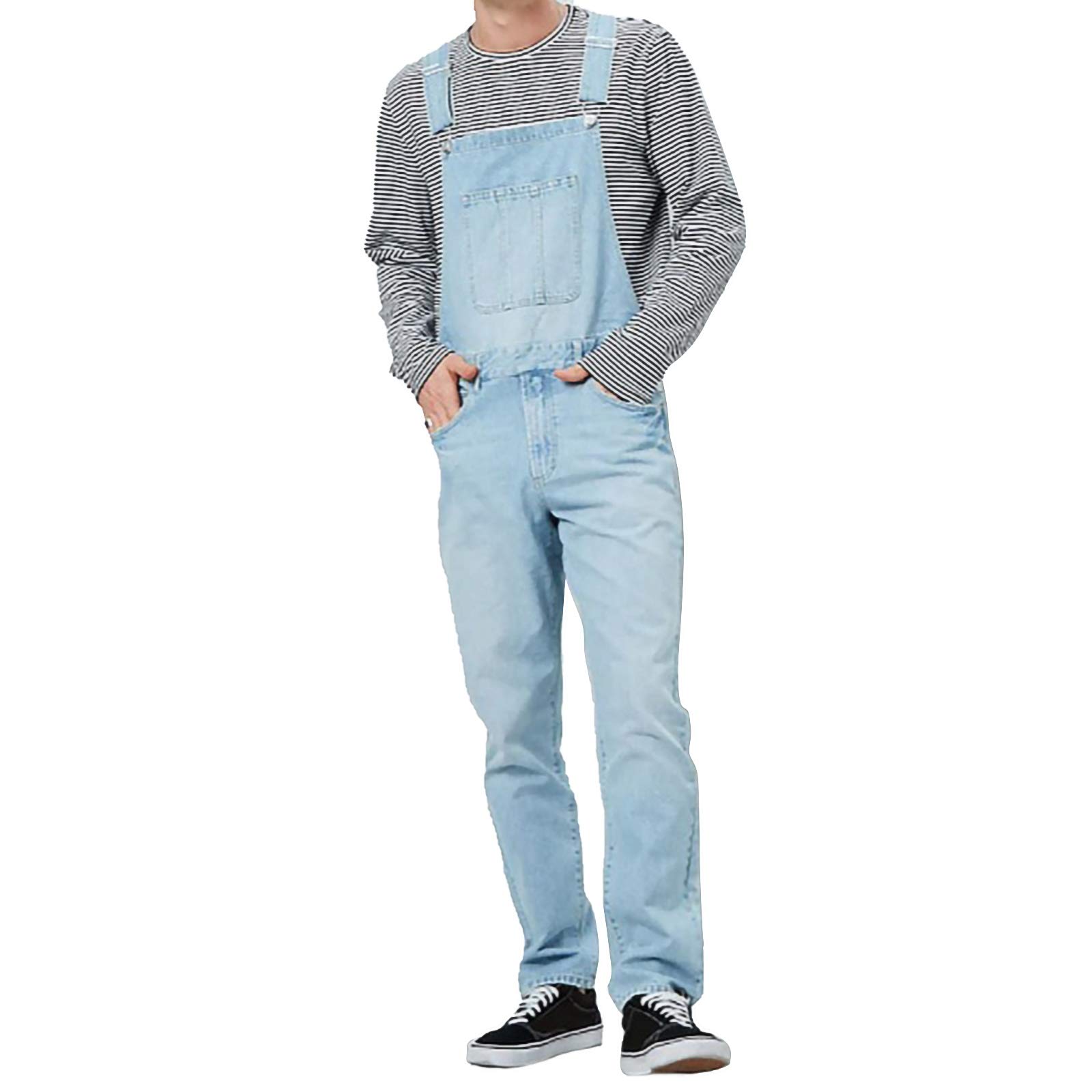 Men's Slim Fit Denim Bib Overalls - Fashion Jumpsuit Workwear with Pockets | Durable Dungaree Pants for Casual Wear, Work & Outdoor Activities