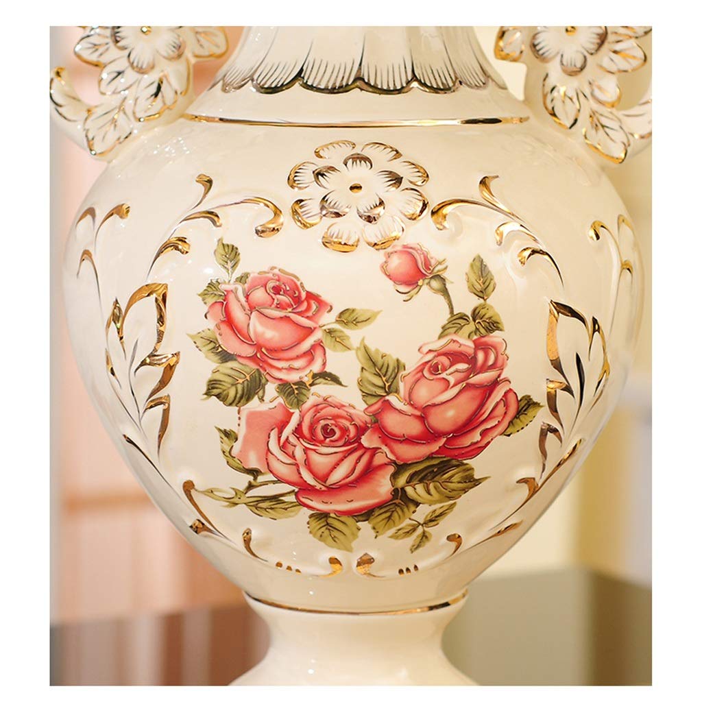 Hand-Painted Tall White Ceramic Vase - 32×20cm European Style Large Flower Vase for Wedding Gift, Home & Office Decor - Perfect for Living Room Centerpiece, Dining Table, Bedroom & Hotel Decoration