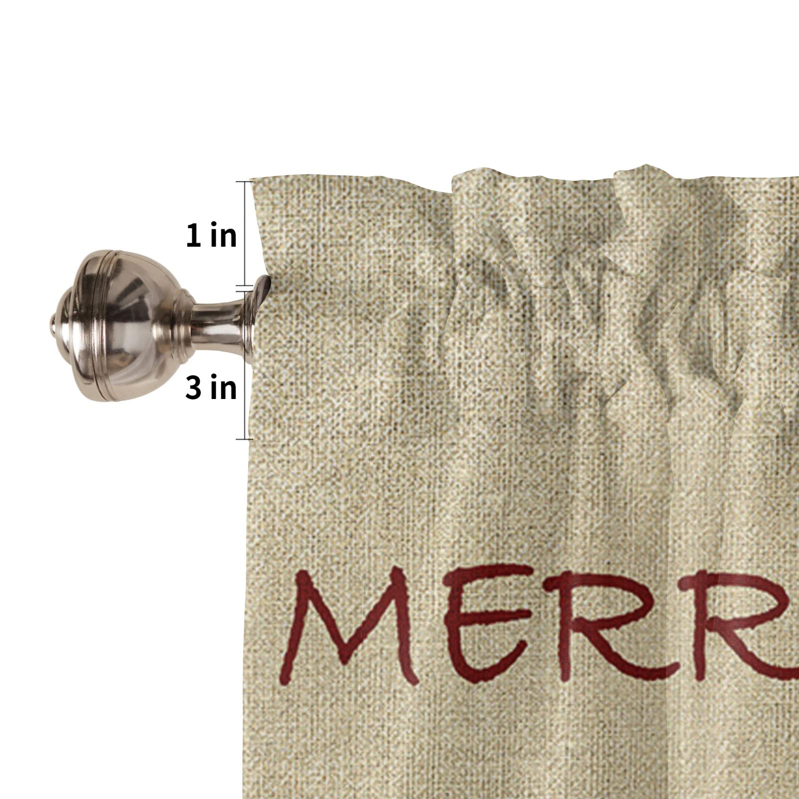 Christmas Tree Kitchen Curtains Set - 24 Inch Rustic Burlap Half Curtains with Rod Pocket & Valance for Window Treatment | Perfect for Cafe, Bathroom, Bedroom & Holiday Decor