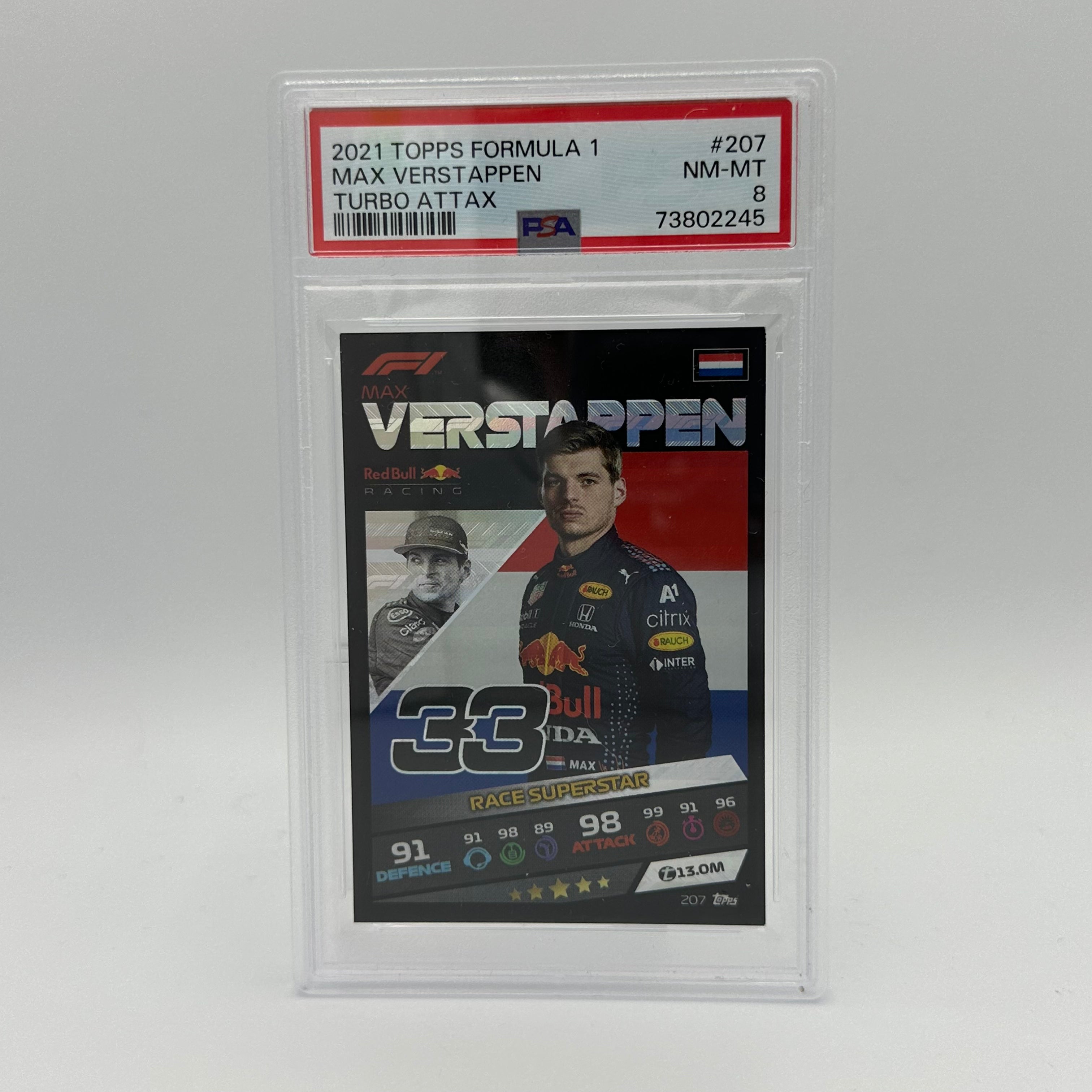 PSA 8 Graded MAX VERSTAPPEN #207 Racing Card - Collectible Sports Memorabilia for F1 Fans & Trading Card Enthusiasts (Perfect for Display, Investment & Trading)