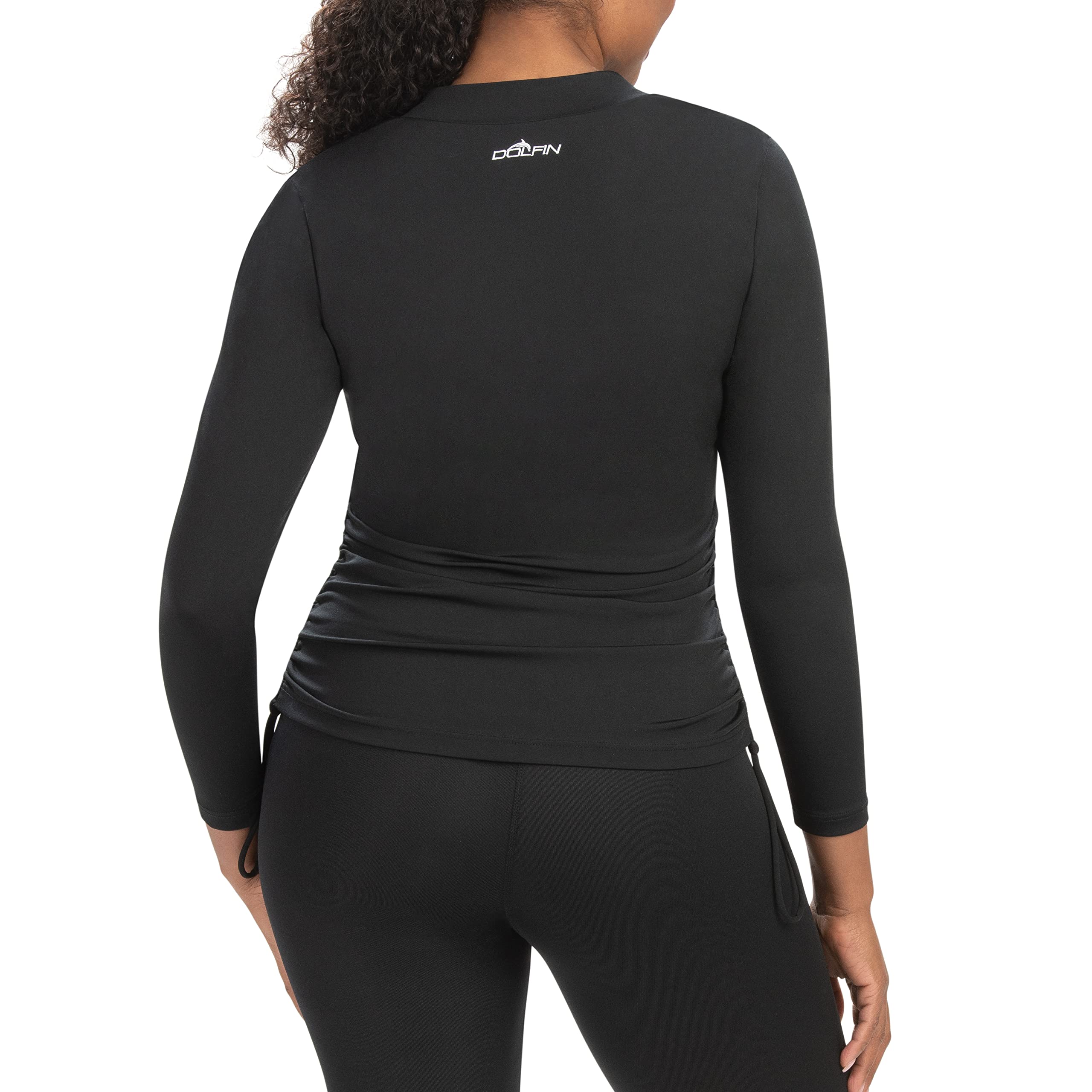 Dolfin Aquashape Women's Rash Guard Ruched Side Athletic Swimwear - UPF 50+ Sun Protection for Surfing, Swimming & Water Sports