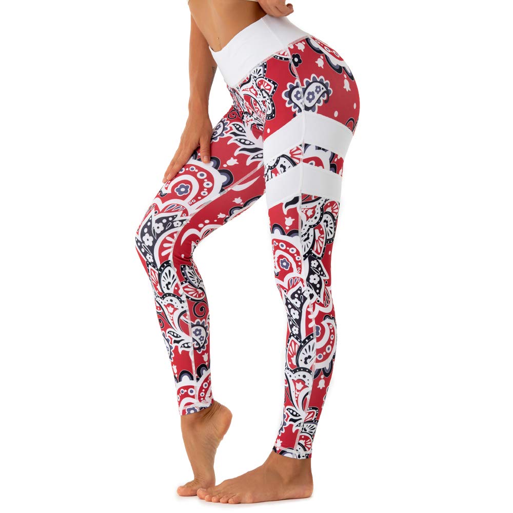 Women's High-Waisted Yoga Leggings - Printed Gym Workout Pants with Tummy Control for Running, Fitness & Lounge Wear