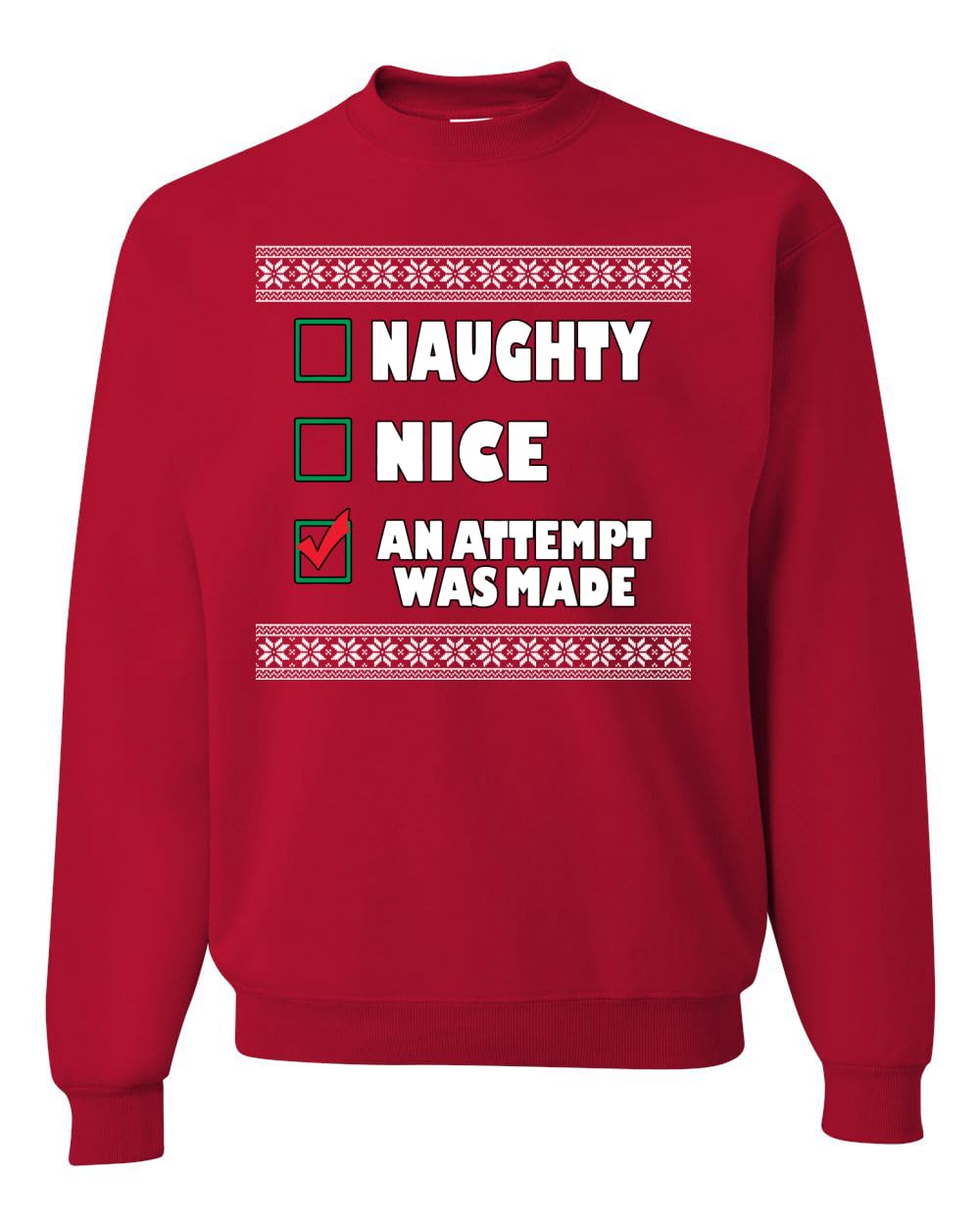 Wild Bobby Naughty Nice Christmas Graphic Sweatshirt - Funny Holiday Unisex Crewneck Pullover for Xmas Parties & Family Gatherings
