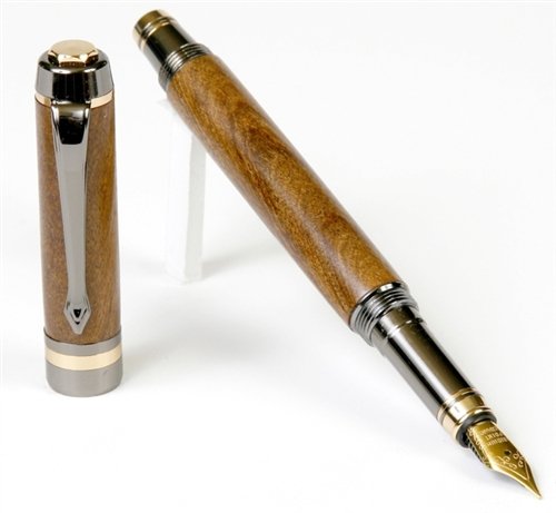 Premium Lanier Elite Fountain Pen - Gun Metal Finish with Tamboti Wood - Luxury Writing Instrument for Business, Gifts & Calligraphy