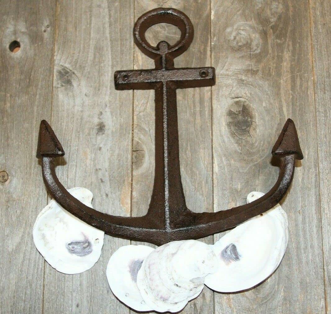 Pack of 4 Large Nautical Wall Anchor Decorations - Heavy Duty Cast Iron Hooks for Coastal Home Decor (BL61b) | Perfect for Beach House, Boat Room & Seaside Themed Interior Design