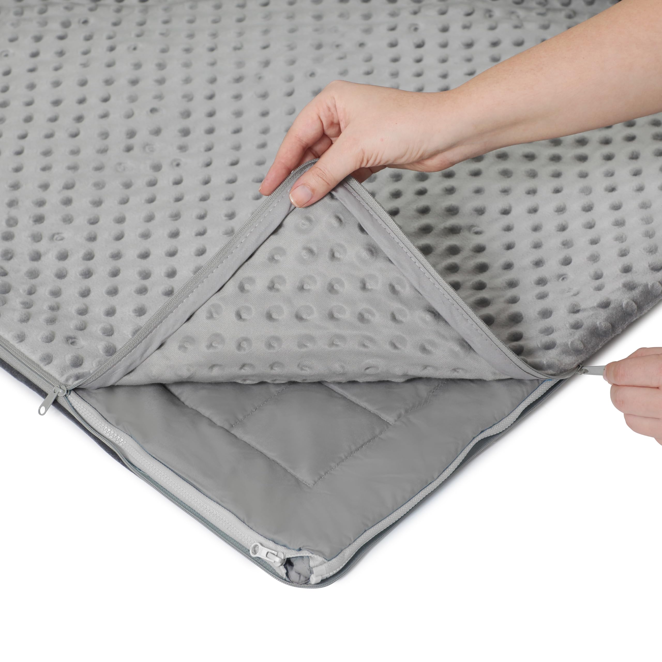 15lb Weighted Blanket with Free Minky Cover - Stay-Put Zipper System Prevents Shifting, Cooling Micropeach Fabric & Glass Beads for Adults & Kids - Queen Size 60x80 - Perfect for Stress Relief, Anxiety, and Better Sleep