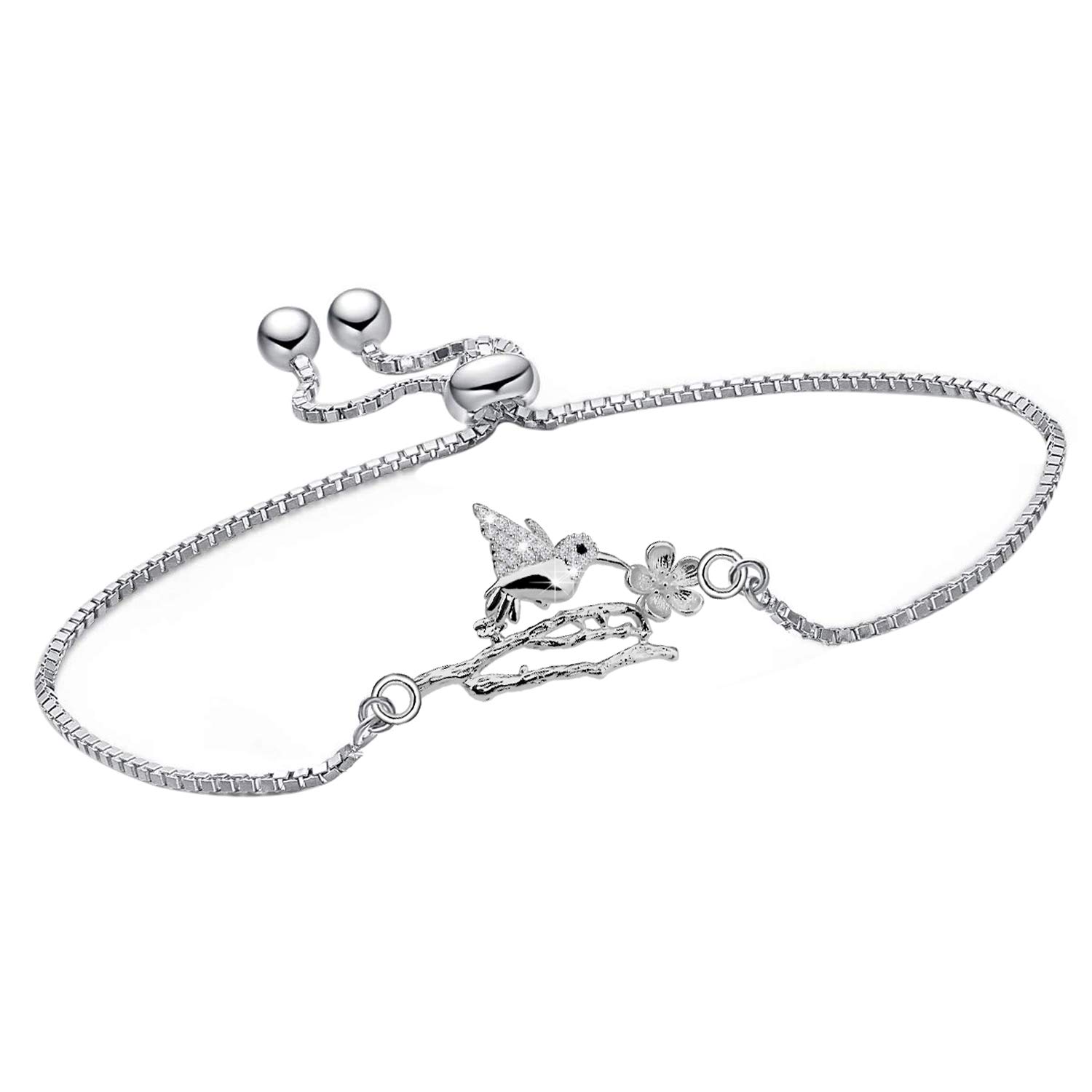 ENSIANTH Rose Gold Hummingbird Bracelet with Crystals - Dainty Bird Jewelry for Women - Perfect Christmas Gift for Her, Birthday Present, Anniversary or Special Occasion