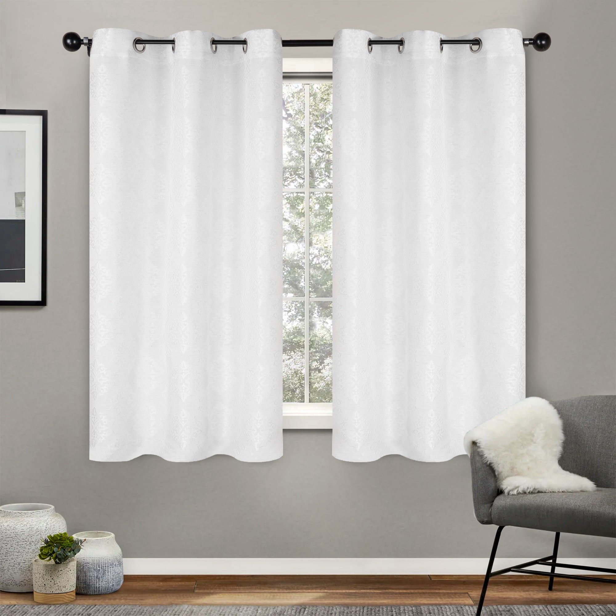 Venetian Damask Jacquard Curtain Panels Set of 2 - Luxury Window Treatments for Living Room & Bedroom