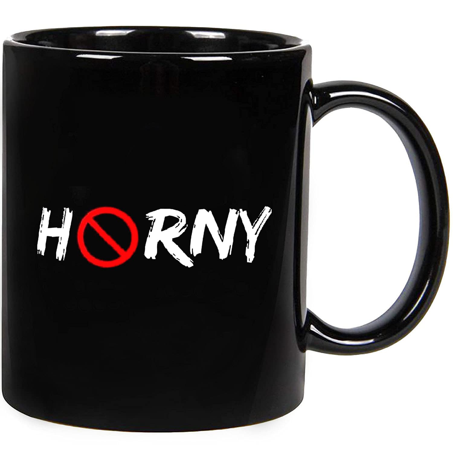 Funny Not Horny Ceramic Coffee Mug - 11oz & 15oz Novelty Tea Cup with Red 'No' Symbol - Perfect Gift for Office, Home Use & Coffee Lovers