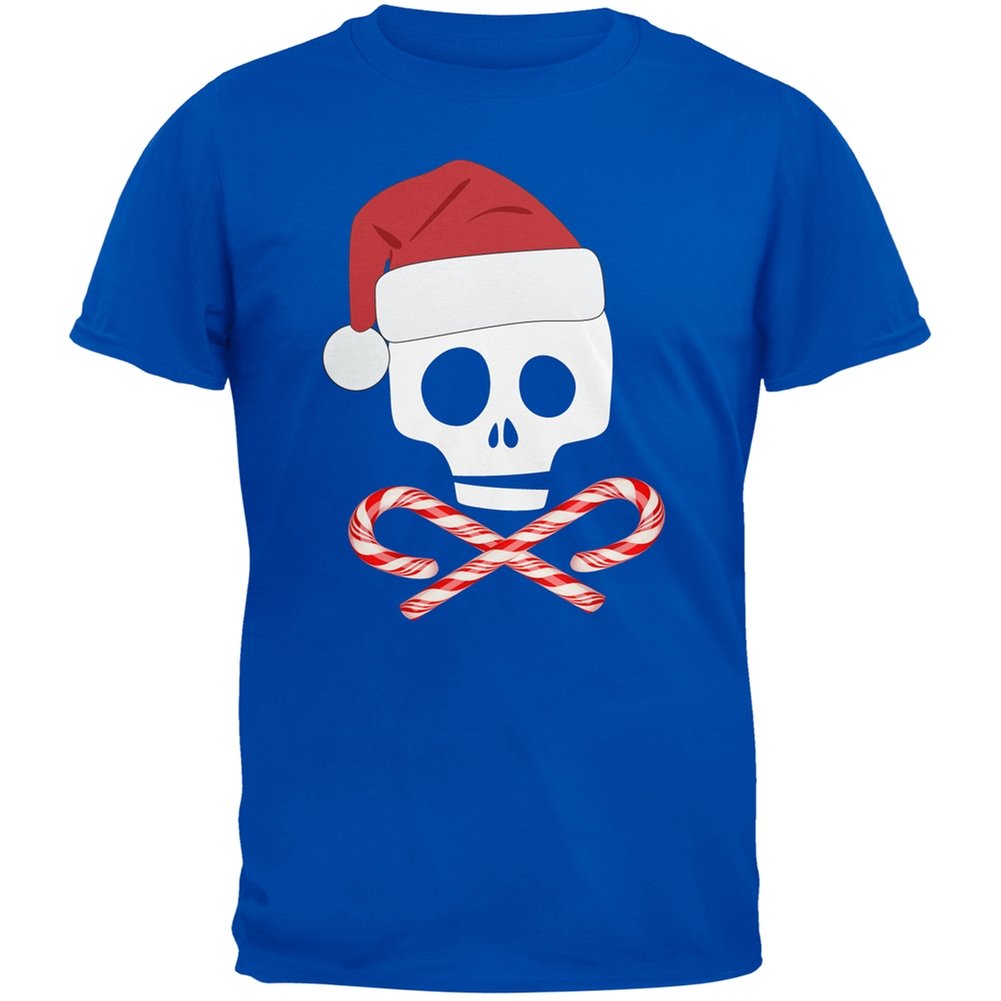 Skull and Cross Candy Canes Santa Adult T-Shirt - Gothic Christmas Novelty Tee for Men & Women - Perfect for Holiday Parties & Festive Gift Giving