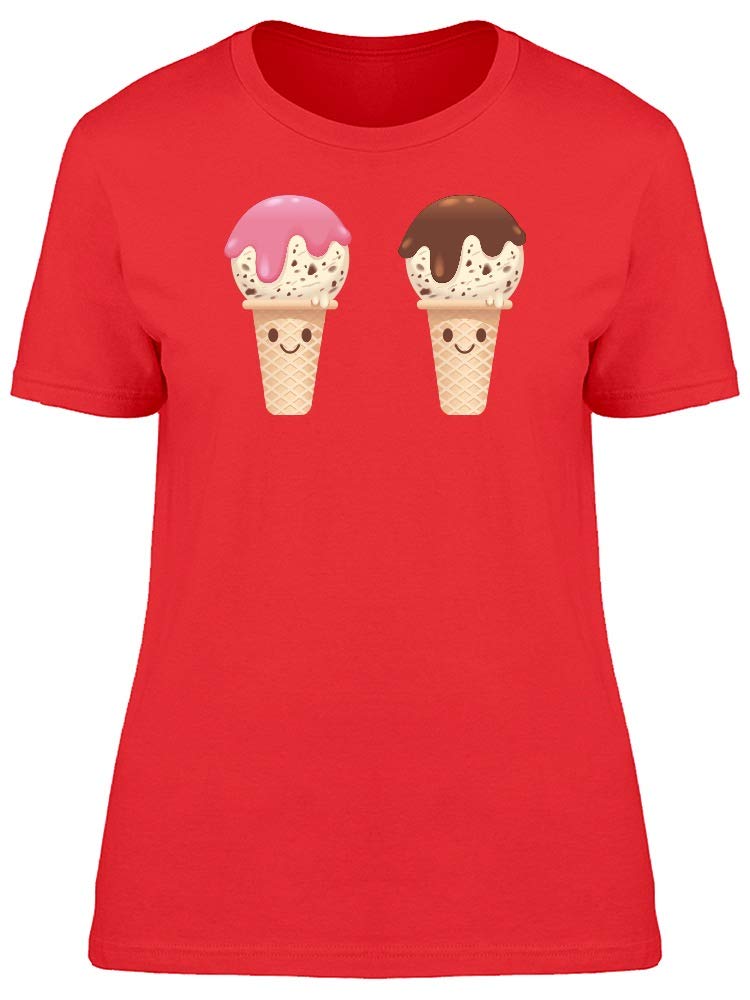 Stylish Happy Ice Cream Cones Graphic T-Shirt for Women | Soft Cotton Casual Tee | Perfect for Summer Outfits, Beach Days & Ice Cream Dates