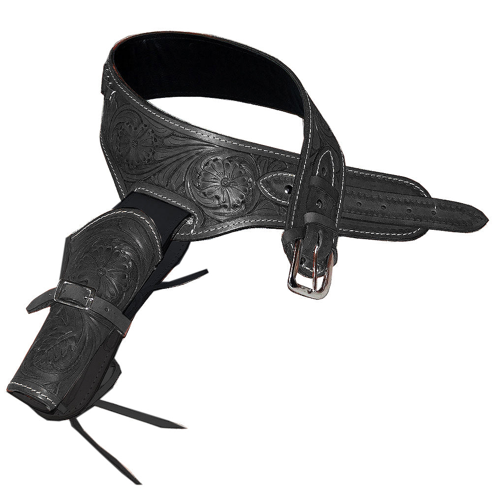 44 In Hilason Western Right Hand Gun Holster Rig for 38 Cal - Premium Leather Cowboy Belt Holster - Perfect for Cowboy Action Shooting, Reenactments & Western Style Outfits